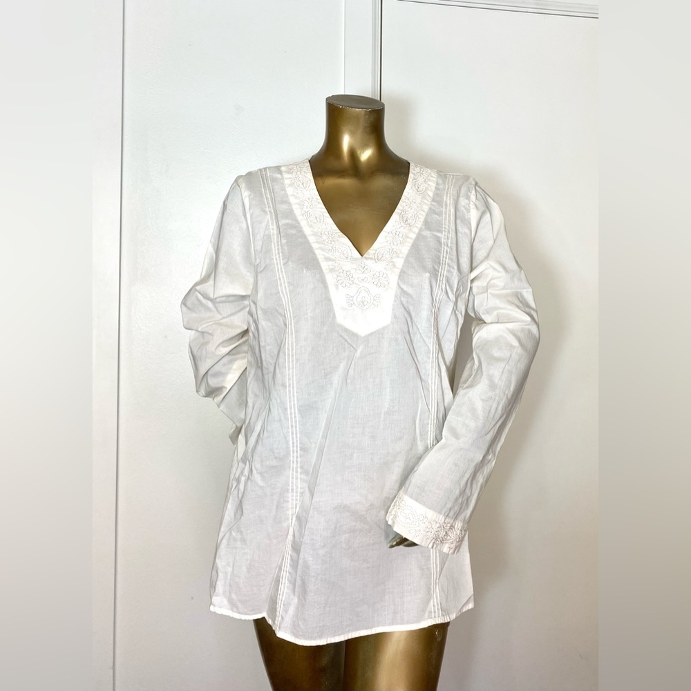 Duo maternity Ivory long sleeve blouse size Large